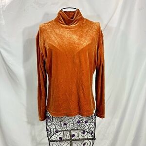 111 State rust orange velvet blouse size L